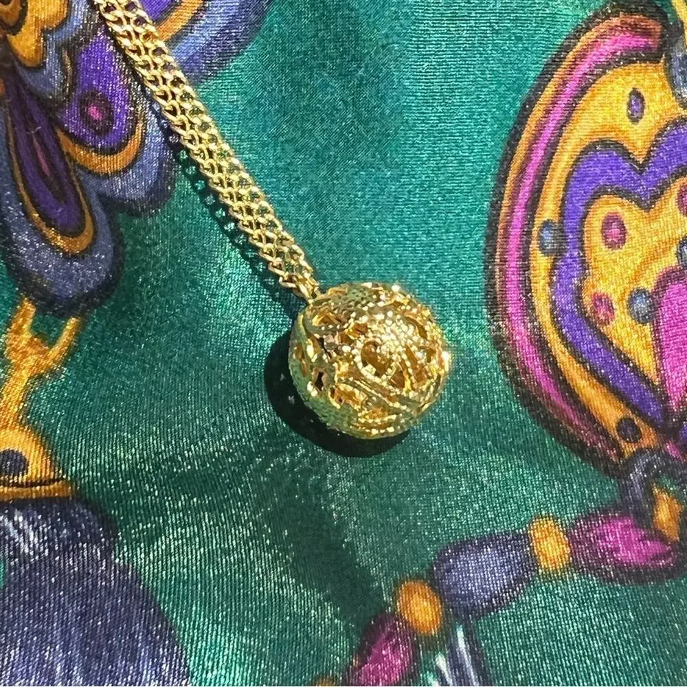 JUDY LEE VINTAGE 1950s Sphere Gold Tone Necklace 9”